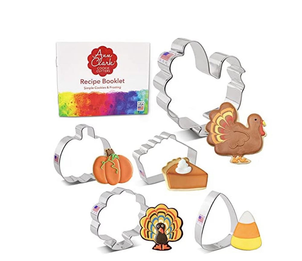 Aun Clark Set of 5 Thanksgiving Cookie Cutters Made in USA Stainless Steel